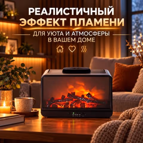 Камин-увлажнитель воздуха с эффектом пламени