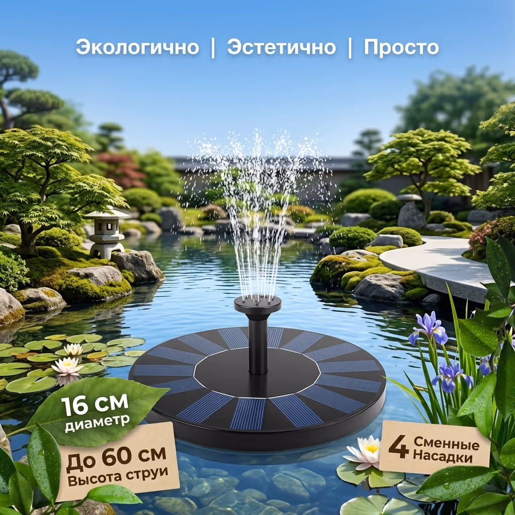 Садовый фонтан на солнечной батарее