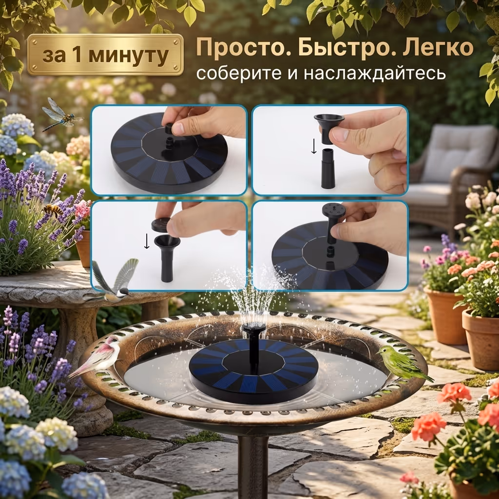 САДОВЫЙ ФОНТАН НА СОЛНЕЧНОЙ БАТАРЕЕ 