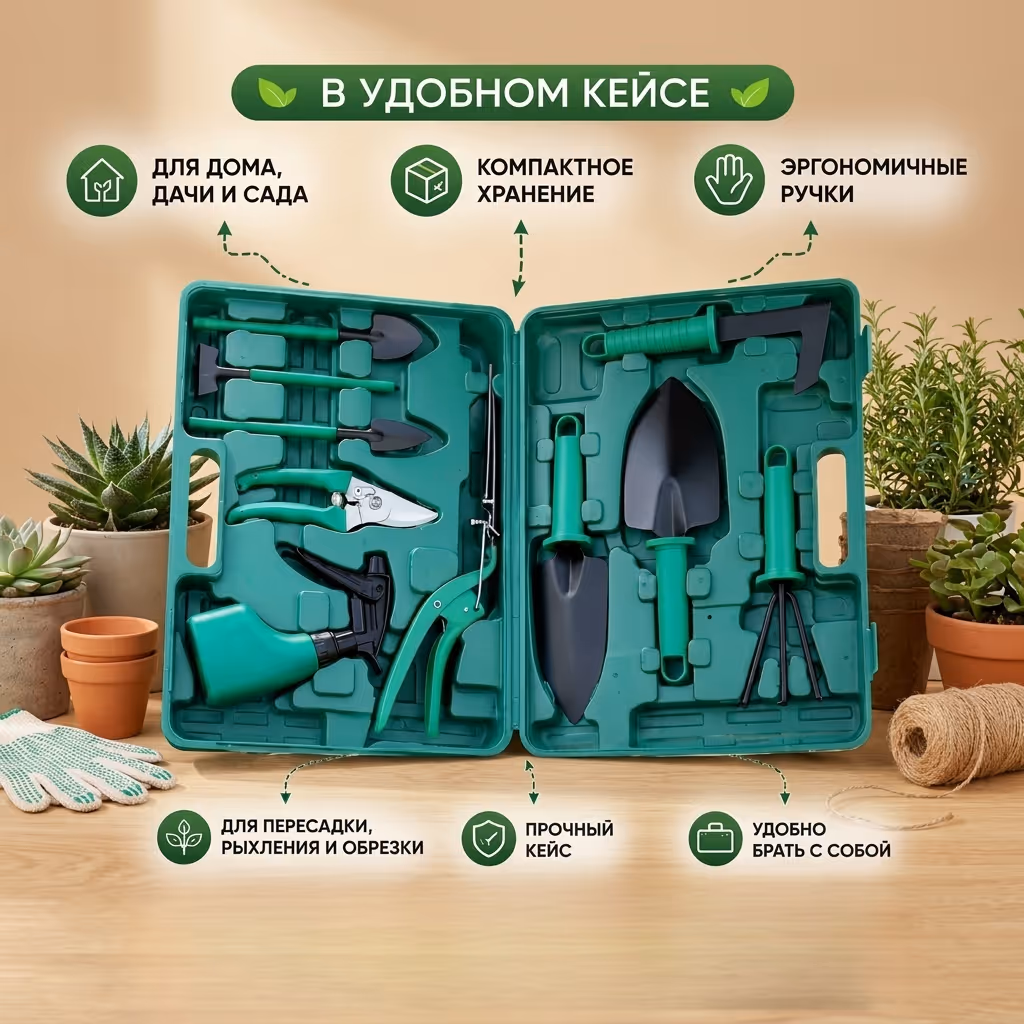 Набор садовых инструментов 10 в 1