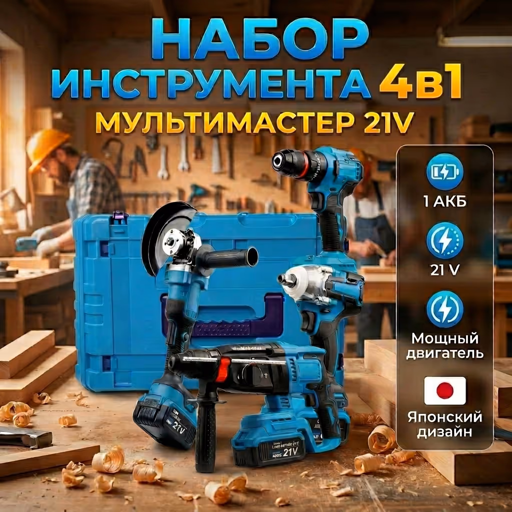 Набор аккумуляторного инструмента 4в1 Мультимастер 21V