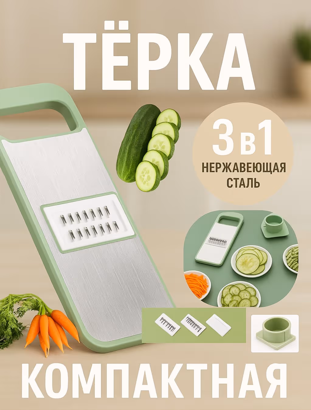 Компактная терка 3 в 1