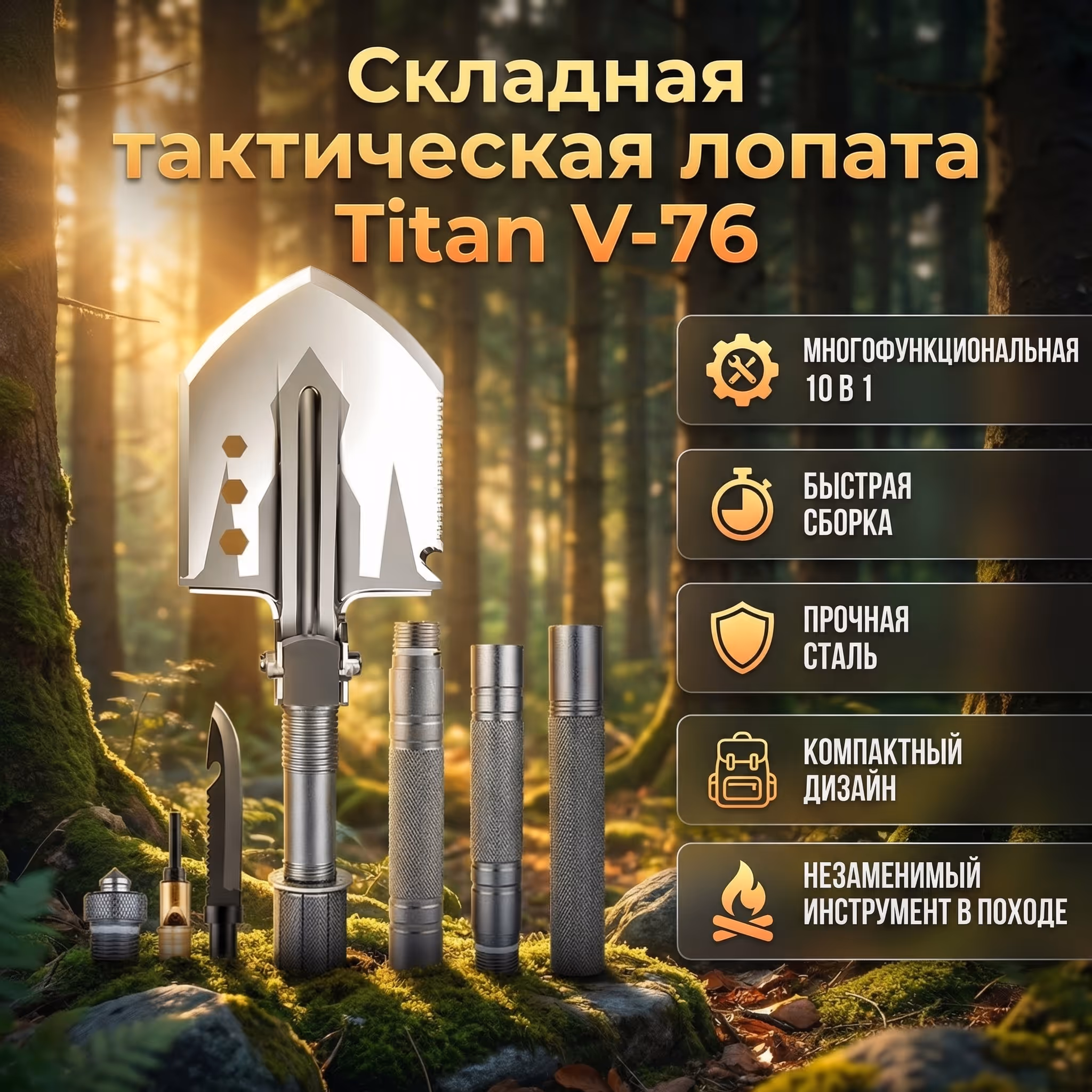Складная тактическая лопата Titan V-76